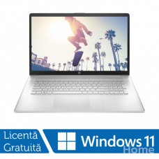 Laptop Nou HP 17-CN0075, Intel Core i7-1165G7 2.80 - 4.70GHz, 16GB DDR4, 256GB SSD + 1TB HDD, HD+ IPS, Webcam, 17.3 Inch, Natural Silver + Windows 11 Home